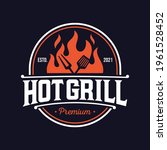 vintage grilled barbecue logo ... | Shutterstock .eps vector #1961528452