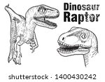 drawing dinosaurs raptor on... | Shutterstock .eps vector #1400430242