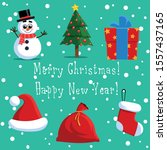 christmas set snowman christmas ... | Shutterstock .eps vector #1557437165