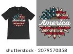 America Flag Sunflower T Shirt...
