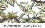 Tropical Plants Art Drawn On A...