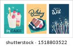 set of birthday greeting cards... | Shutterstock .eps vector #1518803522