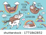 set of magical slothicorns ... | Shutterstock .eps vector #1771862852
