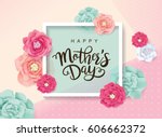 mother's day greeting card with ... | Shutterstock .eps vector #606662372