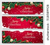 christmas banners set with fir... | Shutterstock .eps vector #518589928