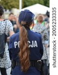 Small photo of 07.09.2021 wroclaw, poland, Women policewomen in the Polish police to secure the event.