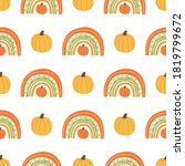 fall rainbow with pumpkin... | Shutterstock .eps vector #1819799672
