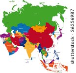 colorful asia map with... | Shutterstock .eps vector #36256987