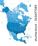 north america blue map vector... | Shutterstock .eps vector #363697085