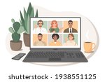 online meeting via video... | Shutterstock .eps vector #1938551125