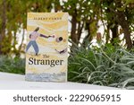 Small photo of Setif, Algeria - November 19, 2022: Close up Albert Camus's The Stranger (The outsider) novel in the garden.