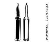 bullet 338 Lapua Magnum vector black and white illustration