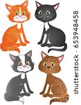 four cartoon cats | Shutterstock .eps vector #653948458