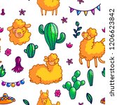 llamas characters hand drawn... | Shutterstock .eps vector #1206623842