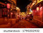 Night view of ancient town streets in Chongqing, China