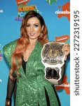 Small photo of Becky Lynch at the Nickelodeon Kids' Choice Awards 2023 held at the Microsoft Theater in Los Angeles, USA on March 4, 2023.