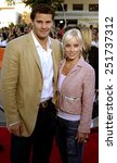 Small photo of David Boreanaz and wife Jaime Bergman attend the Los Angeles Premiere of "Mr. & Mrs. Smith" held at the Mann's Village Theater in Westwood, California on June 7, 2005.