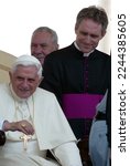 Small photo of ROME, Italy - 31.12.2022: (ARCHIVE IMAGE) Joseph Ratzinger and Father Georges. Pope Benedict XVI during audiences in Vatican in Rome. Pope Benedict XVI died at 9.35 am on December 31, 2022 in Vatican