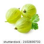 Green Gooseberries With Leaf...