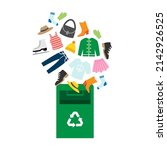 clothes recycling bin. textile... | Shutterstock .eps vector #2142926525