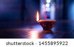 Happy Diwali   Lit Diya Lamp On ...