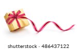 gift box with ribbon isolated... | Shutterstock . vector #486437122