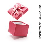 Pink Open Gift Box Isolated On...