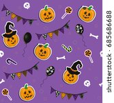 halloween seamless pattern with ... | Shutterstock .eps vector #685686688