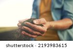 Small photo of Agriculture. Soil is land in the hands of the farmer. Land plot close-up of hands of farmer mud peat. Garden nature. Ecology of fertile soil. The farmer works in the field. Environment in
