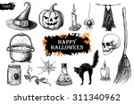 vector hand drawn halloween set.... | Shutterstock .eps vector #311340962