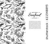 seafood hand drawn vector... | Shutterstock .eps vector #611548895