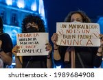 Small photo of Madrid, Spain. June 11, 2021. Banners at the rally of the feminist movement in repudiation of all femicides Sol square in Madrid.