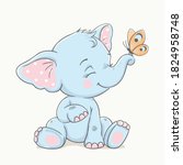 cute baby elephant with... | Shutterstock .eps vector #1824958748