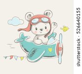 cute bear flying on a plane... | Shutterstock .eps vector #526640155