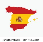 Spain National Map With Flag...