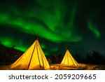 Yellowknife， Northwest territories, Tent, Northern Light, Aurora