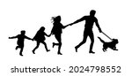 happy family with dog running... | Shutterstock .eps vector #2024798552