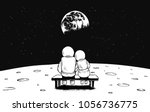 astronaut girl and boy look to... | Shutterstock .eps vector #1056736775