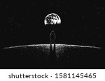 astronaut looks to earth from... | Shutterstock .eps vector #1581145465