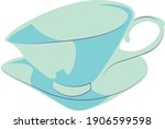   cartoon blue tea cup | Shutterstock .eps vector #1906599598