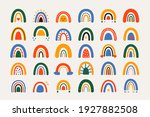 childish hand drawn rainbows.... | Shutterstock .eps vector #1927882508