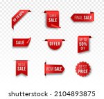 red blank price label. ribbons... | Shutterstock .eps vector #2104893875