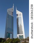 Small photo of DUBAI, UAE - NOVEMBER 9 - Emirates Twin Towers, Dubai, designed by NORR Group Consultants International. One tower is 1165 feet high and the other is 1014 feet high