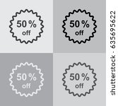half price tag. 50  off icon | Shutterstock .eps vector #635695622