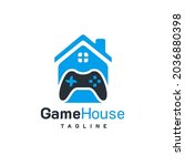 game house logo. with game... | Shutterstock .eps vector #2036880398