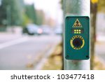Crosswalk Pedestrian Signal Button and Sign
