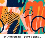 creative doodle art seamless... | Shutterstock .eps vector #1495610582