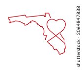Florida Us State Red Outline...