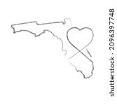 Florida Us State Hand Drawn...