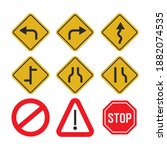 road traffic signs set in... | Shutterstock . vector #1882074535